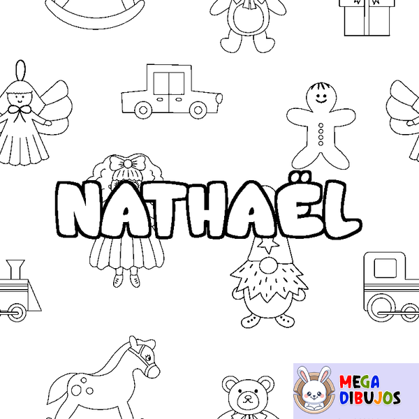 Coloraci&oacute;n del nombre NATHA&Euml;L - decorado juguetes
