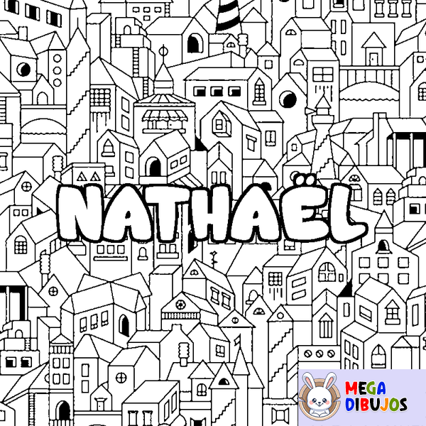 Coloraci&oacute;n del nombre NATHA&Euml;L - decorado ciudad