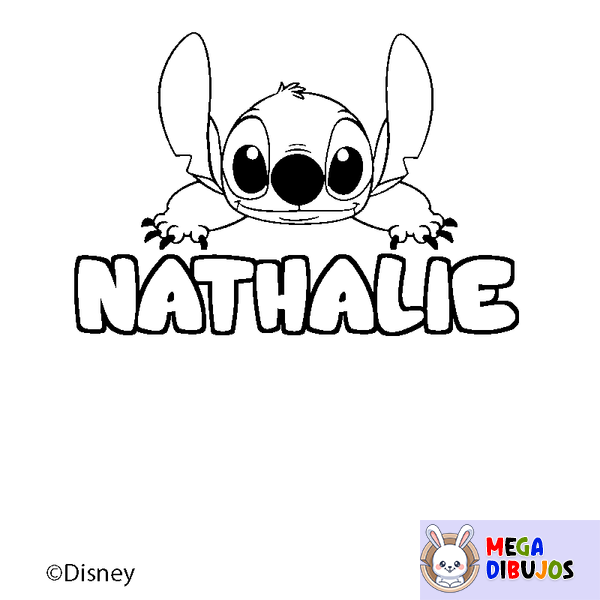 Coloraci&oacute;n del nombre NATHALIE - decorado Stitch