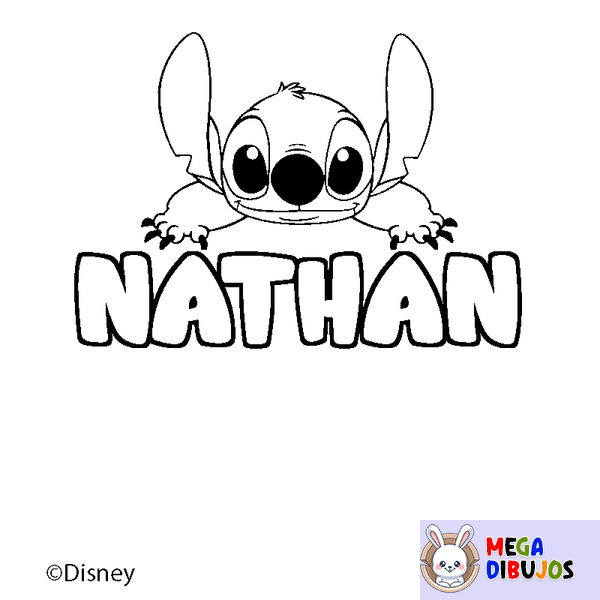 Coloraci&oacute;n del nombre NATHAN - decorado Stitch
