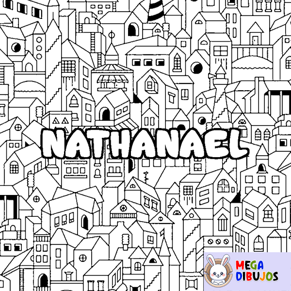 Coloraci&oacute;n del nombre NATHANAEL - decorado ciudad