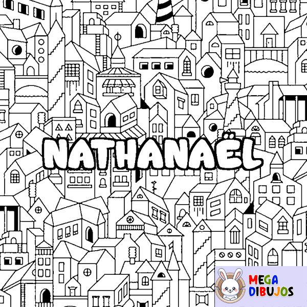 Coloraci&oacute;n del nombre NATHANA&Euml;L - decorado ciudad