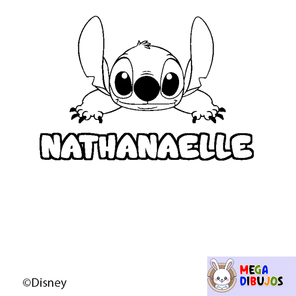 Coloraci&oacute;n del nombre NATHANAELLE - decorado Stitch