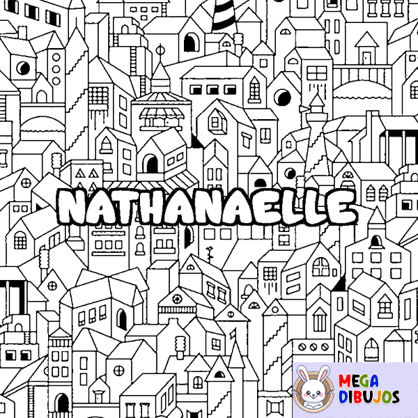 Coloraci&oacute;n del nombre NATHANAELLE - decorado ciudad
