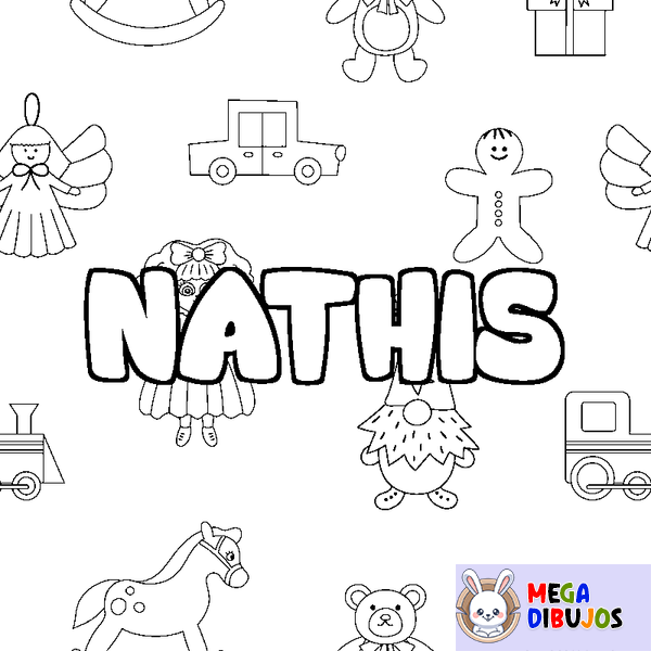 Coloraci&oacute;n del nombre NATHIS - decorado juguetes