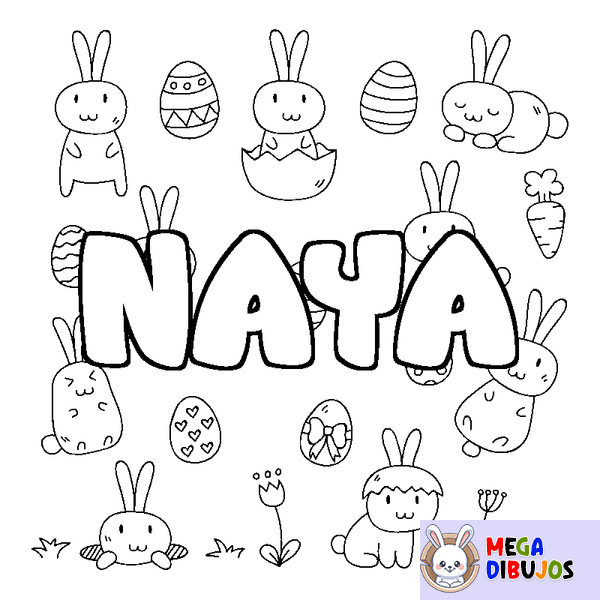 Coloraci&oacute;n del nombre NAYA - decorado Pascua