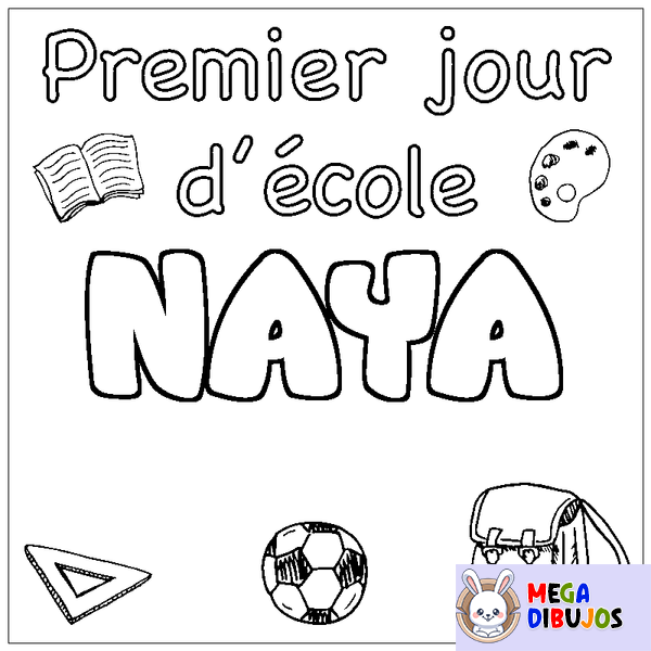 Coloraci&oacute;n del nombre NAYA - decorado primer d&iacute;a de escuela