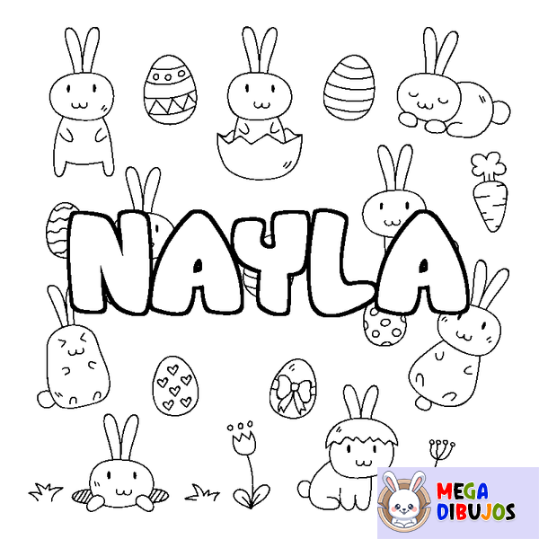 Coloraci&oacute;n del nombre NAYLA - decorado Pascua
