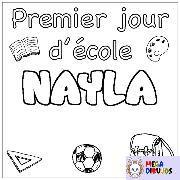 Coloraci&oacute;n del nombre NAYLA - decorado primer d&iacute;a de escuela