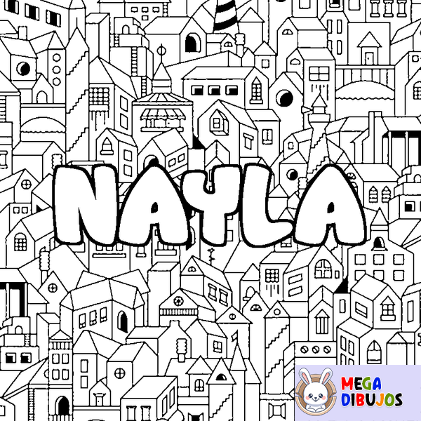 Coloraci&oacute;n del nombre NAYLA - decorado ciudad