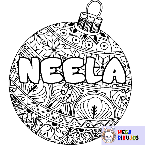 Coloraci&oacute;n del nombre NEELA - decorado bola de Navidad