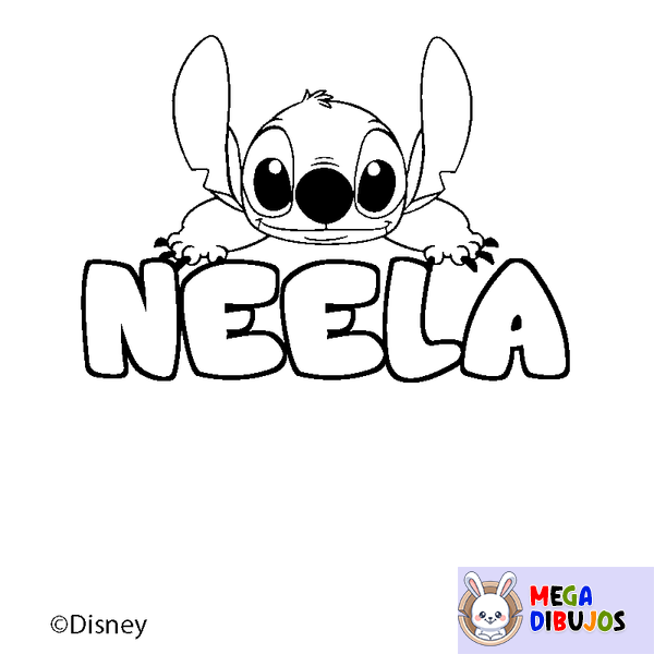 Coloraci&oacute;n del nombre NEELA - decorado Stitch