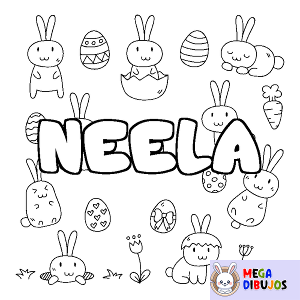 Coloraci&oacute;n del nombre NEELA - decorado Pascua
