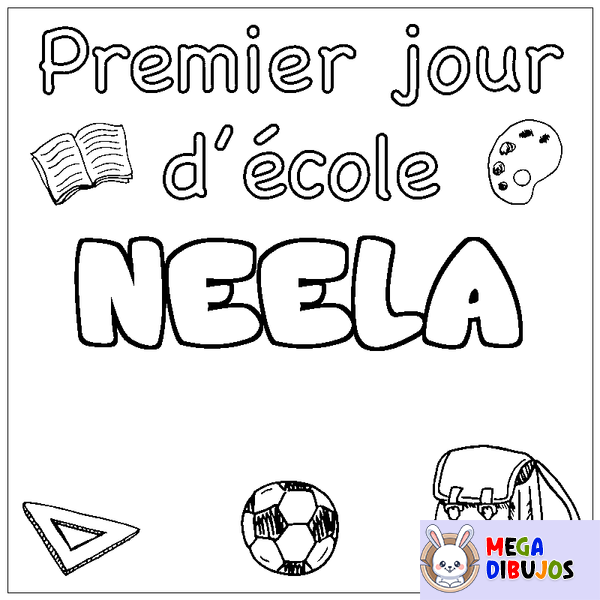 Coloraci&oacute;n del nombre NEELA - decorado primer d&iacute;a de escuela
