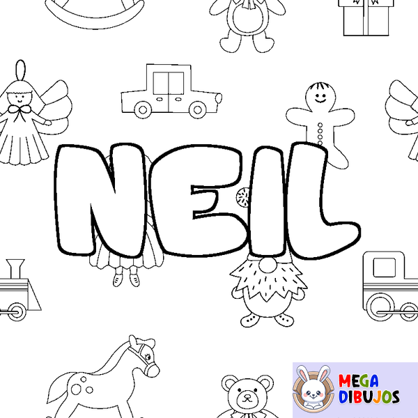 Coloraci&oacute;n del nombre NEIL - decorado juguetes