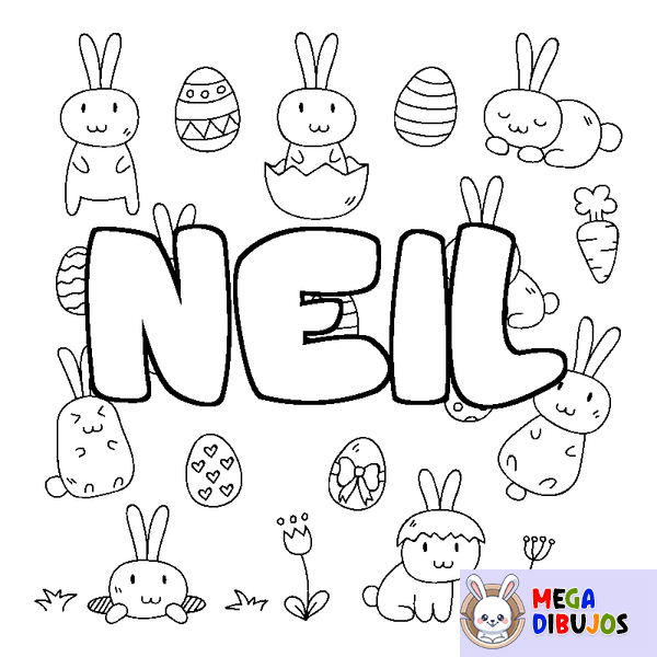 Coloraci&oacute;n del nombre NEIL - decorado Pascua