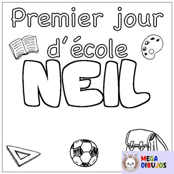 Coloraci&oacute;n del nombre NEIL - decorado primer d&iacute;a de escuela