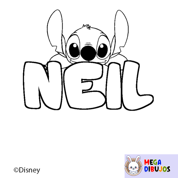 Coloraci&oacute;n del nombre NEIL - decorado Stitch