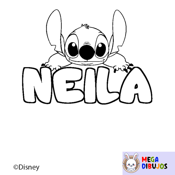 Coloraci&oacute;n del nombre NEILA - decorado Stitch