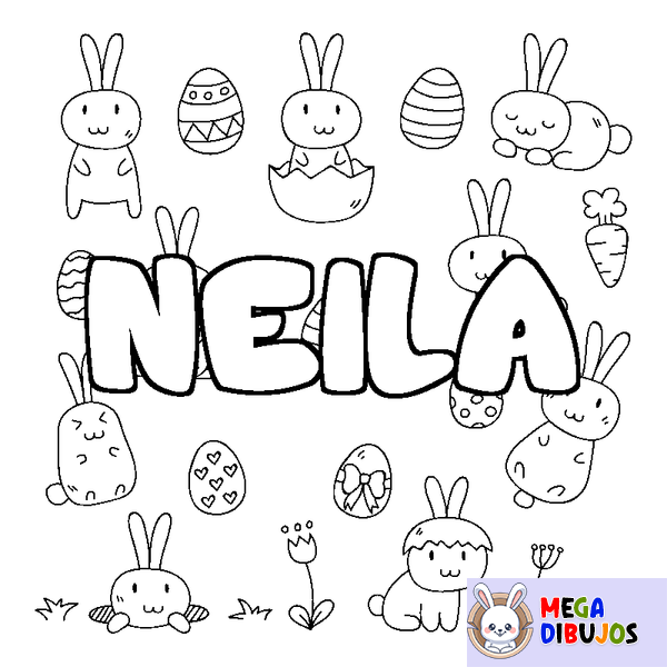 Coloraci&oacute;n del nombre NEILA - decorado Pascua