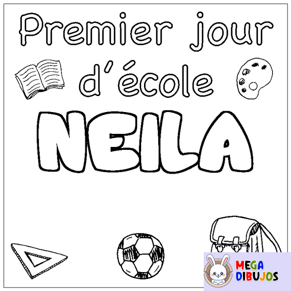 Coloraci&oacute;n del nombre NEILA - decorado primer d&iacute;a de escuela