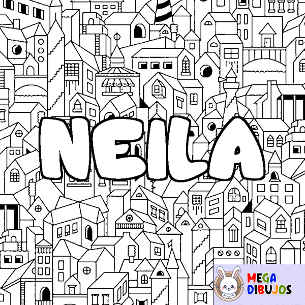 Coloraci&oacute;n del nombre NEILA - decorado ciudad
