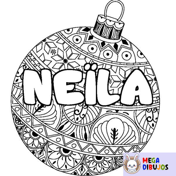 Coloraci&oacute;n del nombre NE&Iuml;LA - decorado bola de Navidad