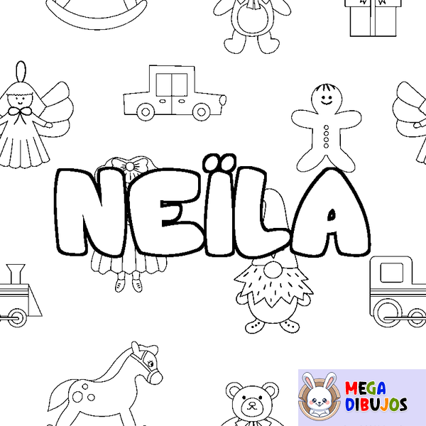 Coloraci&oacute;n del nombre NE&Iuml;LA - decorado juguetes