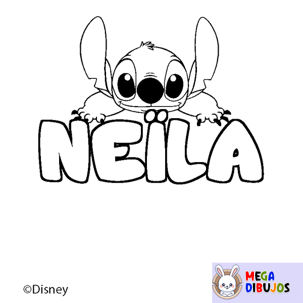Coloraci&oacute;n del nombre NE&Iuml;LA - decorado Stitch