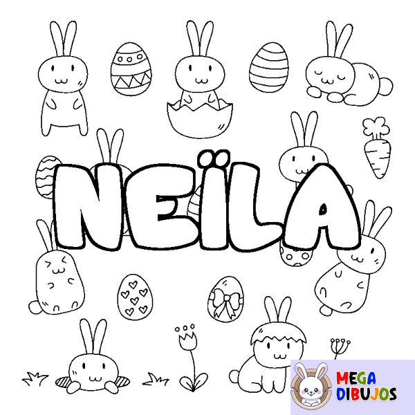 Coloraci&oacute;n del nombre NE&Iuml;LA - decorado Pascua