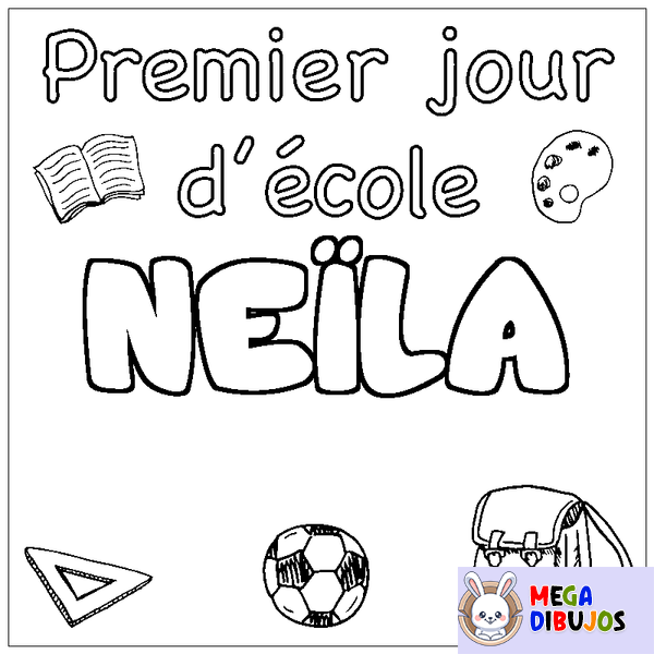 Coloraci&oacute;n del nombre NE&Iuml;LA - decorado primer d&iacute;a de escuela