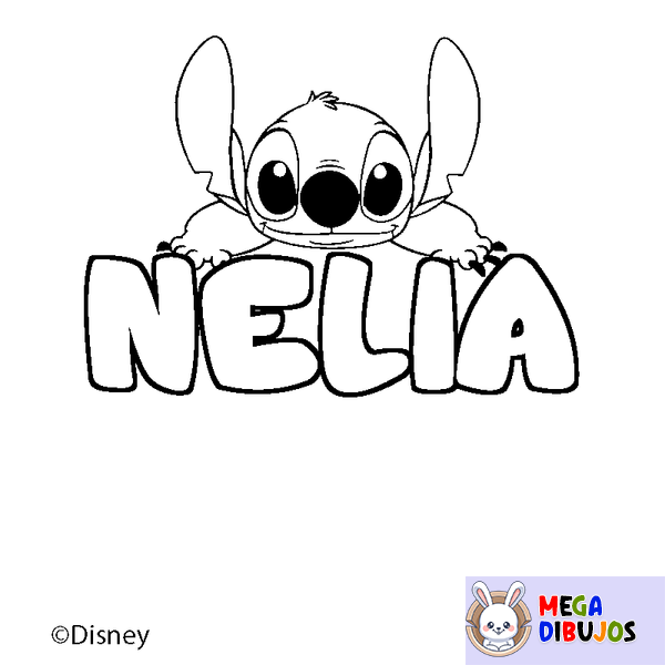 Coloraci&oacute;n del nombre NELIA - decorado Stitch