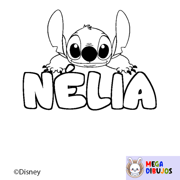 Coloraci&oacute;n del nombre N&Eacute;LIA - decorado Stitch