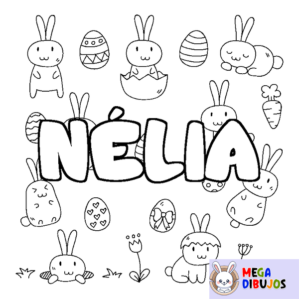 Coloraci&oacute;n del nombre N&Eacute;LIA - decorado Pascua