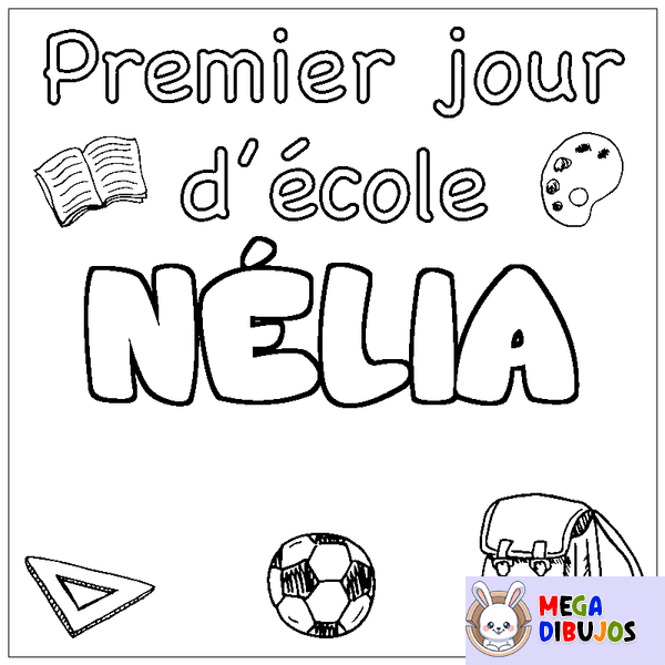 Coloraci&oacute;n del nombre N&Eacute;LIA - decorado primer d&iacute;a de escuela