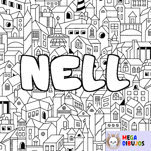 Coloraci&oacute;n del nombre NELL - decorado ciudad