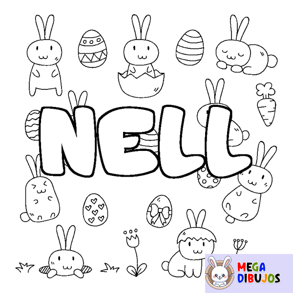 Coloraci&oacute;n del nombre NELL - decorado Pascua