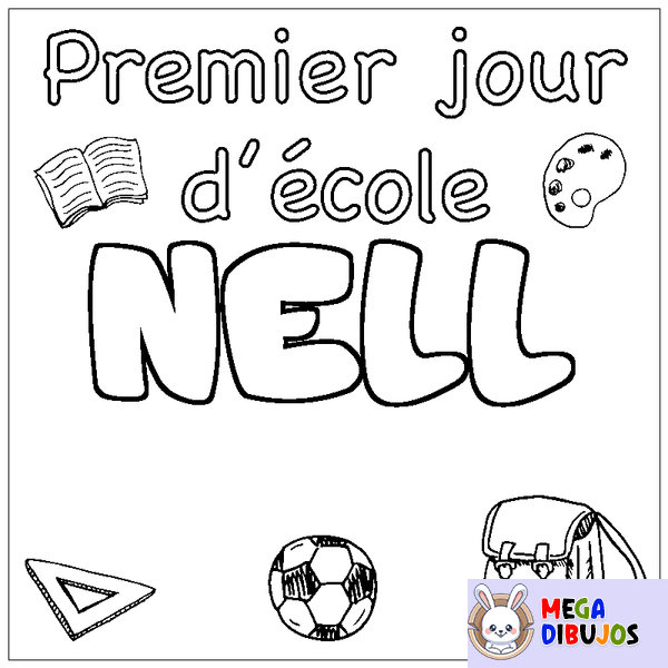 Coloraci&oacute;n del nombre NELL - decorado primer d&iacute;a de escuela