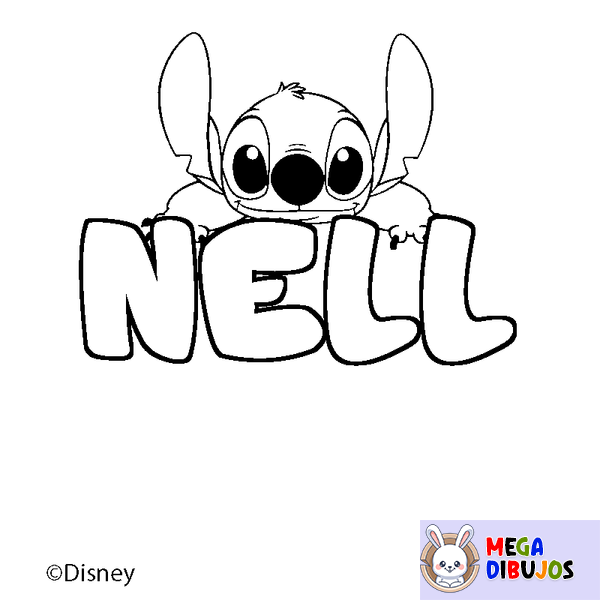 Coloraci&oacute;n del nombre NELL - decorado Stitch