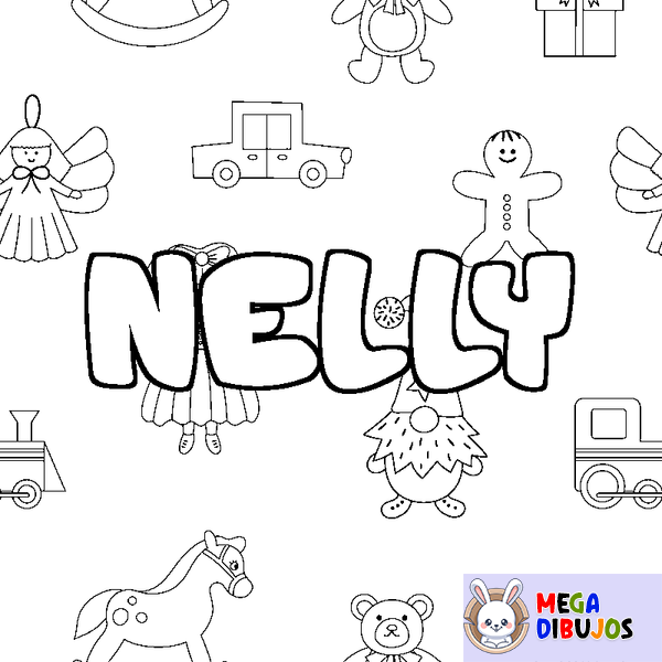 Coloraci&oacute;n del nombre NELLY - decorado juguetes