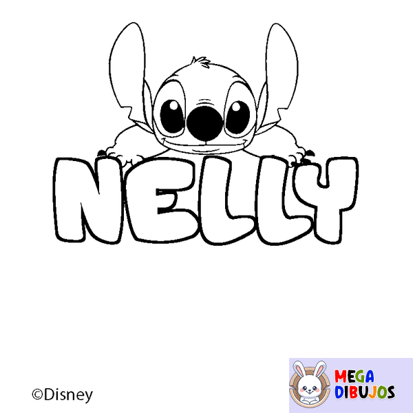 Coloraci&oacute;n del nombre NELLY - decorado Stitch