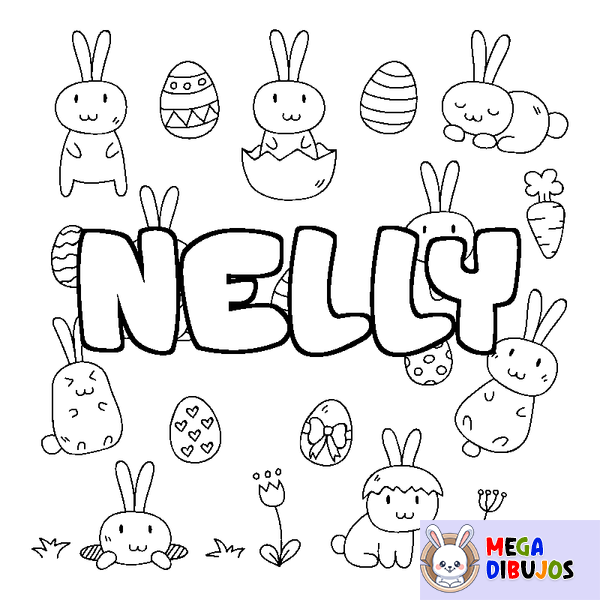 Coloraci&oacute;n del nombre NELLY - decorado Pascua