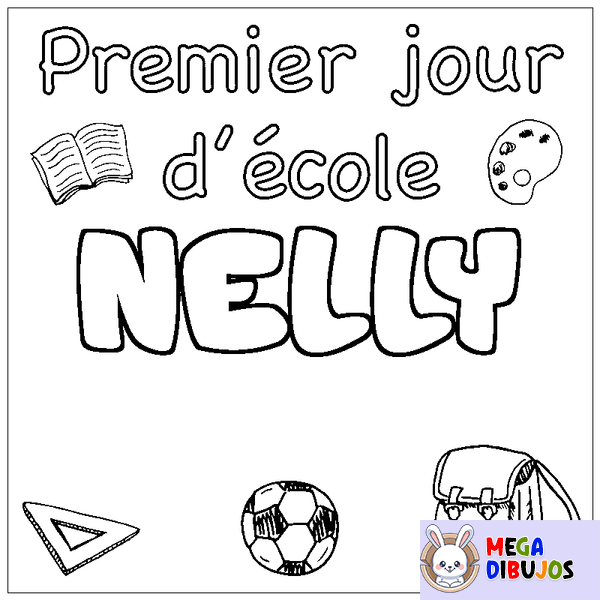 Coloraci&oacute;n del nombre NELLY - decorado primer d&iacute;a de escuela