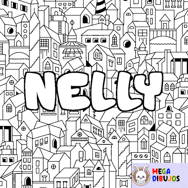 Coloraci&oacute;n del nombre NELLY - decorado ciudad