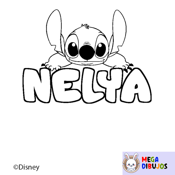 Coloraci&oacute;n del nombre NELYA - decorado Stitch