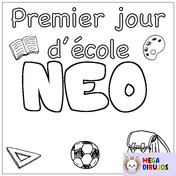 Coloraci&oacute;n del nombre NEO - decorado primer d&iacute;a de escuela
