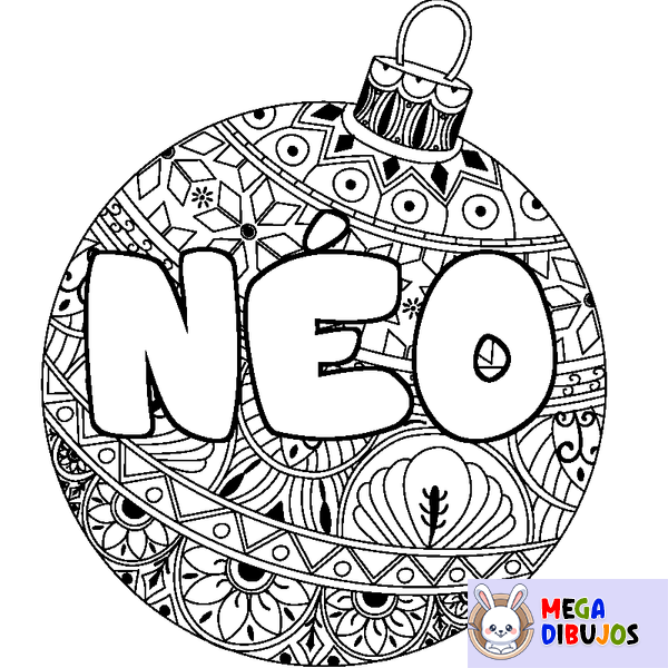 Coloraci&oacute;n del nombre N&Eacute;O - decorado bola de Navidad