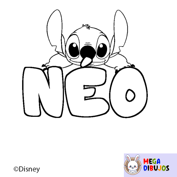 Coloraci&oacute;n del nombre N&Eacute;O - decorado Stitch