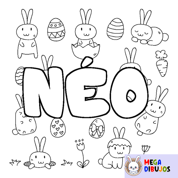 Coloraci&oacute;n del nombre N&Eacute;O - decorado Pascua