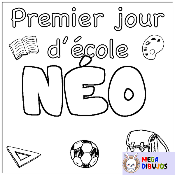 Coloraci&oacute;n del nombre N&Eacute;O - decorado primer d&iacute;a de escuela
